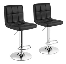 Adjustable Height Bar Stools with Modern Faux Leather Design (Set of 2) product image