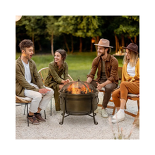 Outdoor Fire Pit Patio Heater with BBQ Grill, Screen Cover, Fire Poker product image