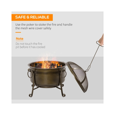Outdoor Fire Pit Patio Heater with BBQ Grill, Screen Cover, Fire Poker product image