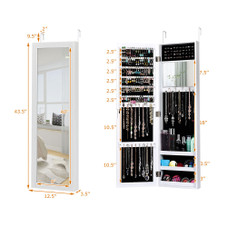 Wall or Door Mounted Mirrored Jewelry Cabinet product image