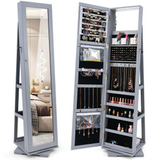 2-in-1 Lockable Mirrored 360° Rotating Jewelry Armoire product image