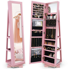 2-in-1 Lockable Mirrored 360° Rotating Jewelry Armoire product image