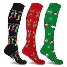 Holiday Fun and Christmas Knee-High Compression Socks (3-Pair) product image