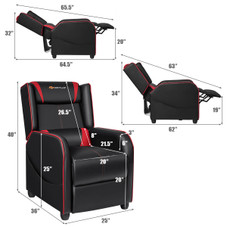 Massage Gaming PU Leather Single Recliner Chair with Footrest product image