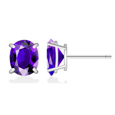.925 Silver Lab-Created 2CT Birthstone Oval Stud Earrings product image