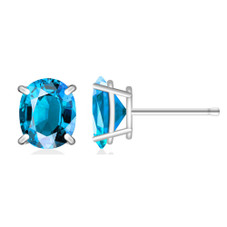 .925 Silver Lab-Created 2CT Birthstone Oval Stud Earrings product image