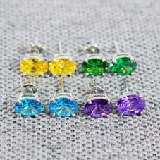 .925 Silver Lab-Created 2CT Birthstone Oval Stud Earrings product image