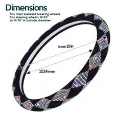 Zone Tech Shiny Diamond Steering Wheel Cover With Pu Leather Backing product image