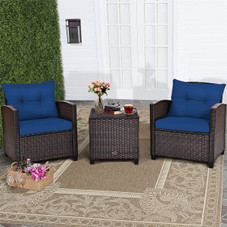 3-Piece Rattan Patio Furniture Set with Large Cushions product image