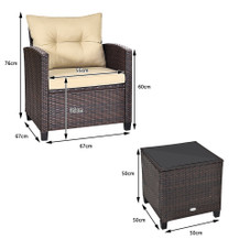 3-Piece Rattan Patio Furniture Set with Large Cushions product image