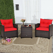 3-Piece Rattan Patio Furniture Set with Large Cushions product image