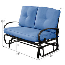 Blue Cushioned Steel Frame Gliding Patio Bench product image