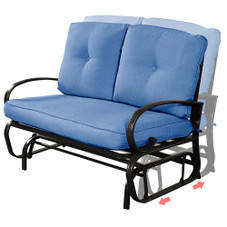 Blue Cushioned Steel Frame Gliding Patio Bench product image