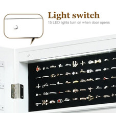 LED Light Mirror Jewelry Cabinet, Wall- or Door-Mounted  product image