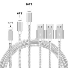 3-, 6-, and 10-Foot Braided MFi Lightning Cables for Apple Devices (3-Pack) product image