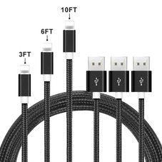 3-, 6-, and 10-Foot Braided MFi Lightning Cables for Apple Devices (3-Pack) product image