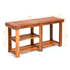Wooden 3-Tier Freestanding Shoe Rack Bench product image
