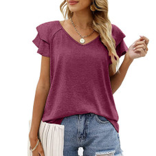 Women's Flutter Sleeve V-Neck Top product image