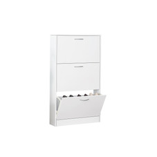 3-Tier Wooden Flip-Down Shoe Storage Cabinet product image