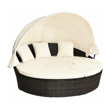 Rattan Adjustable Cushioned Canopy Daybed product image