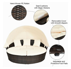 Rattan Adjustable Cushioned Canopy Daybed product image