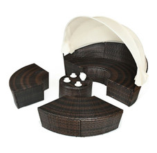 Rattan Adjustable Cushioned Canopy Daybed product image