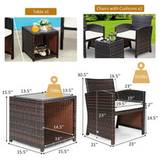 5-Piece Patio Rattan Wicker Furniture Set with Ottoman & Tempered Glass Coffee Table product image
