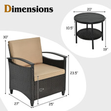 3-Piece Patio Rattan Furniture Set with Storage Table product image