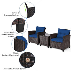 3-Piece Rattan Patio Furniture Set with Table product image