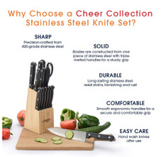 Cheer Collection 13-Piece Stainless Steel Knife Set with Wooden Block product image