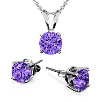 Rhodium-Plated 925 Sterling Silver CZ Earrings and Necklace Set product image Rhodium-Plated 925 Sterling Silver CZ Earrings and Necklace Set product image