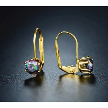 18K-Gold Plated Mystic Topaz CZ Leverback Earrings product image 18K-Gold Plated Mystic Topaz CZ Leverback Earrings product image