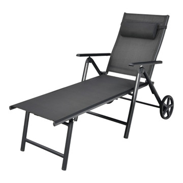 Patio Adjustable-Frame Reclining Chaise Lounge with Wheels and Neck Pillow product image Patio Adjustable-Frame Reclining Chaise Lounge with Wheels and Neck Pillow product image