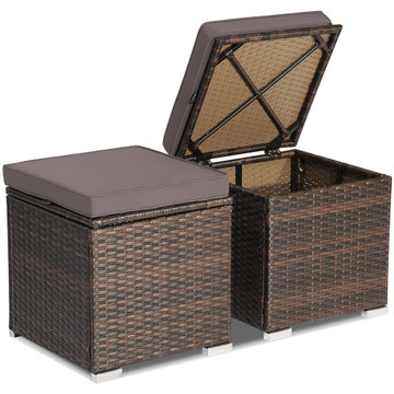 Patio Rattan Ottomans with Hidden Storage Space (Set of 2) product image Patio Rattan Ottomans with Hidden Storage Space (Set of 2) product image