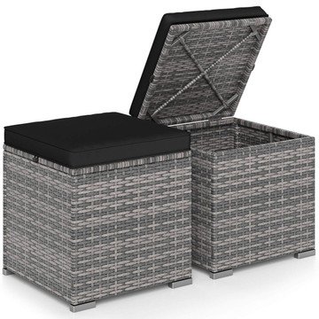 Patio Rattan Ottomans with Hidden Storage Space (Set of 2) product image