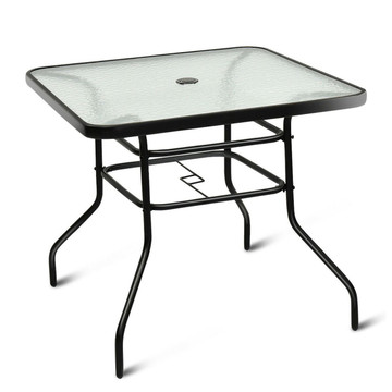 Square 32'' Steel Frame Tempered Glass Top Patio Table product image Square 32'' Steel Frame Tempered Glass Top Patio Table product image