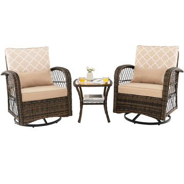 3-Piece Patio Wicker Swivel Rocker Set product image 3-Piece Patio Wicker Swivel Rocker Set product image