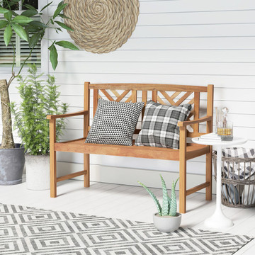 2-Person Acacia Wood Outdoor Slatted Bench product image 2-Person Acacia Wood Outdoor Slatted Bench product image
