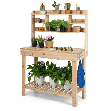 Large Garden Potting Bench Table with Display Rack and Hidden Sink product image
