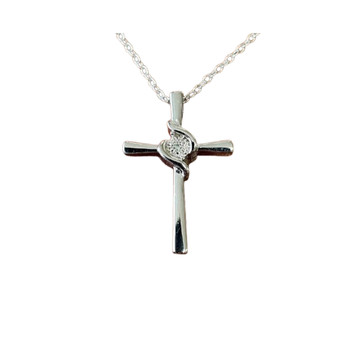 Silver-tone Diamond Accent Cross Necklace product image Silver-tone Diamond Accent Cross Necklace product image
