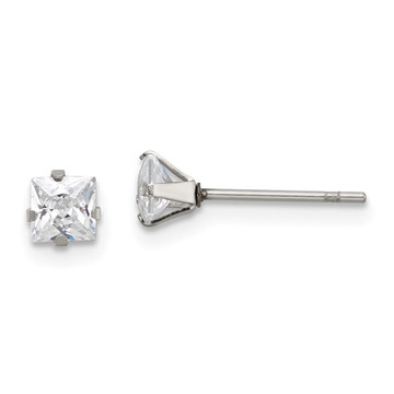 Stainless Steel Polished 4mm Square CZ Stud Post Earrings product image Stainless Steel Polished 4mm Square CZ Stud Post Earrings product image