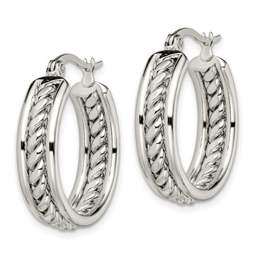 Stainless Steel Polished Twisted Middle 25mm Diameter Hoop Earrings product image Stainless Steel Polished Twisted Middle 25mm Diameter Hoop Earrings product image
