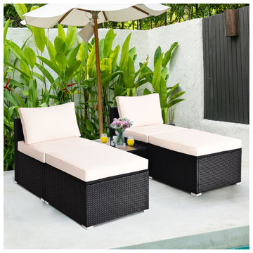 5-Piece Wicker Lounge Chair Set with Washable Zippered Cushions product image 5-Piece Wicker Lounge Chair Set with Washable Zippered Cushions product image