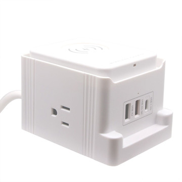 Wireless Charging Power Strip Cube with 3 USB Ports & 2 AC Outlets product image Wireless Charging Power Strip Cube with 3 USB Ports & 2 AC Outlets product image