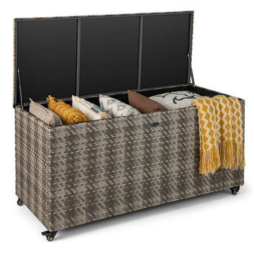 96-Gallon PE Wicker Outdoor Storage Box with 4 Wheels product image 96-Gallon PE Wicker Outdoor Storage Box with 4 Wheels product image