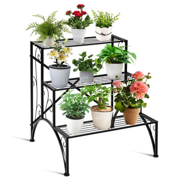 3-Tier Metal Plant Rack Garden Shelf in Stair Style product image 3-Tier Metal Plant Rack Garden Shelf in Stair Style product image