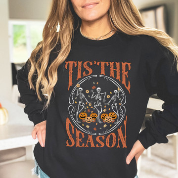 'Tis the Season' Skeleton & Pumpkin Graphic Crewneck Sweatshirt product image 'Tis the Season' Skeleton & Pumpkin Graphic Crewneck Sweatshirt product image
