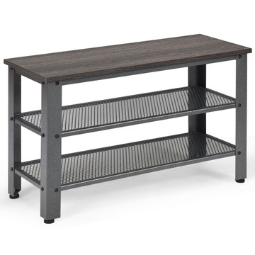 3-Tier Industrial Shoe Rack Bench with Storage Shelves product image 3-Tier Industrial Shoe Rack Bench with Storage Shelves product image
