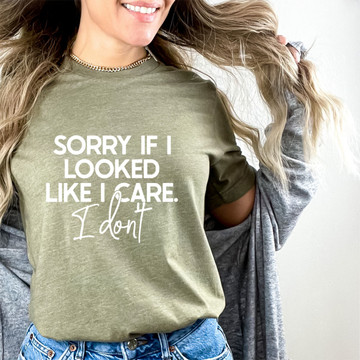 "Sorry if I Looked Like I Care I Don't" Graphic Short Sleeve T-Shirt product image