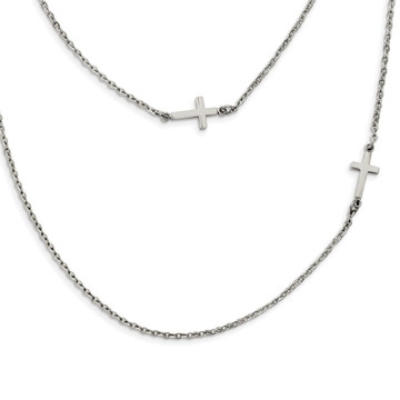 Layered Cross Stainless Steel Cable-Chain Necklace  product image Layered Cross Stainless Steel Cable-Chain Necklace  product image